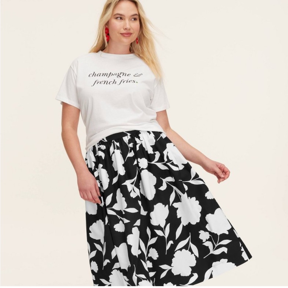 Kate Spade Black and White A-Line Midi Skirt - Picture 3 of 5